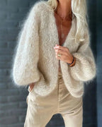 Cardigan mulher macio corte largo confortável para outono e inverno