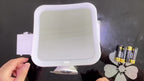 Espelho de maquiagem com aumento 10x, luz LED e ventosa, cor prata
