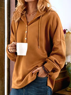 Sweater vintage manga longa com botões frontais em cores sólidas