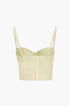 Top de renda feminino bustier com taças acolchoadas e alças ajustáveis