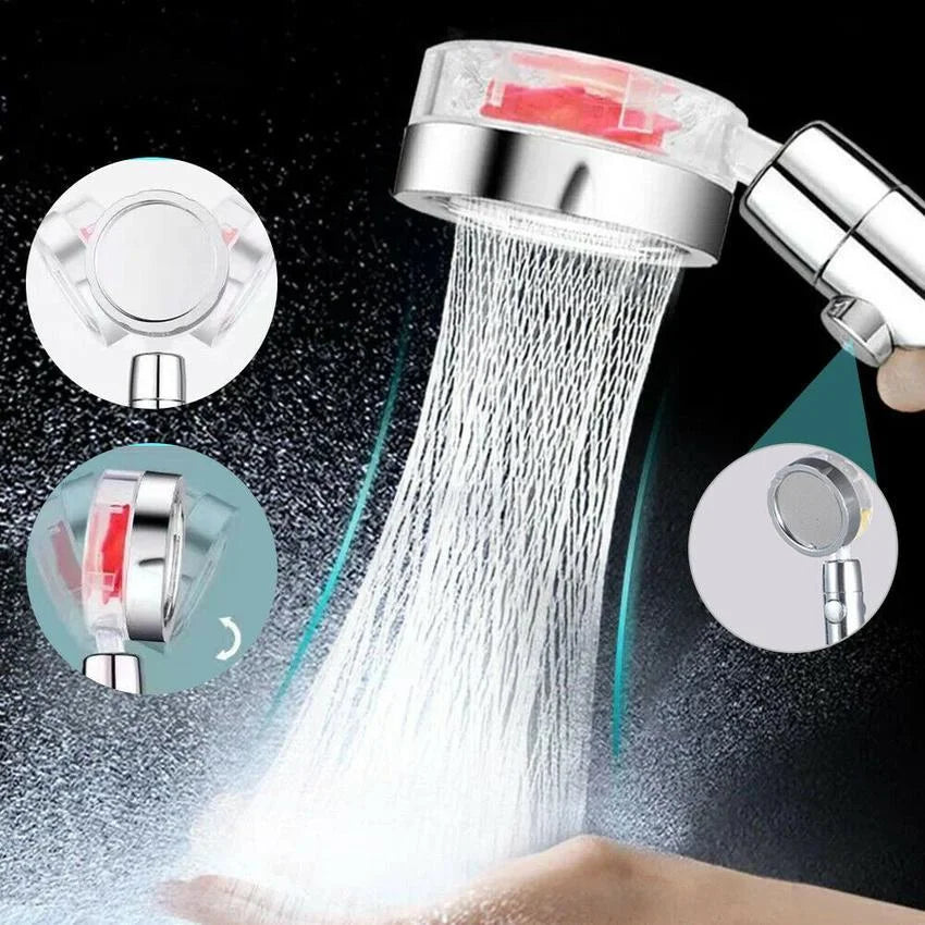 Chuveiro rotativo 360° de alta pressão com filtro e botão ON/OFF, economia de água
