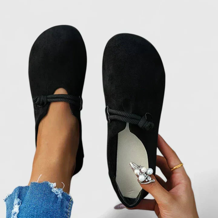 Mocassins femininos sem atacadores bico redondo sola plana