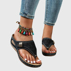 Sandálias ortopédicas femininas cunha slip-on com suporte plantar