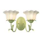Candeeiro de parede em vidro design floral verde com 3 níveis de luz, moderno e elegante