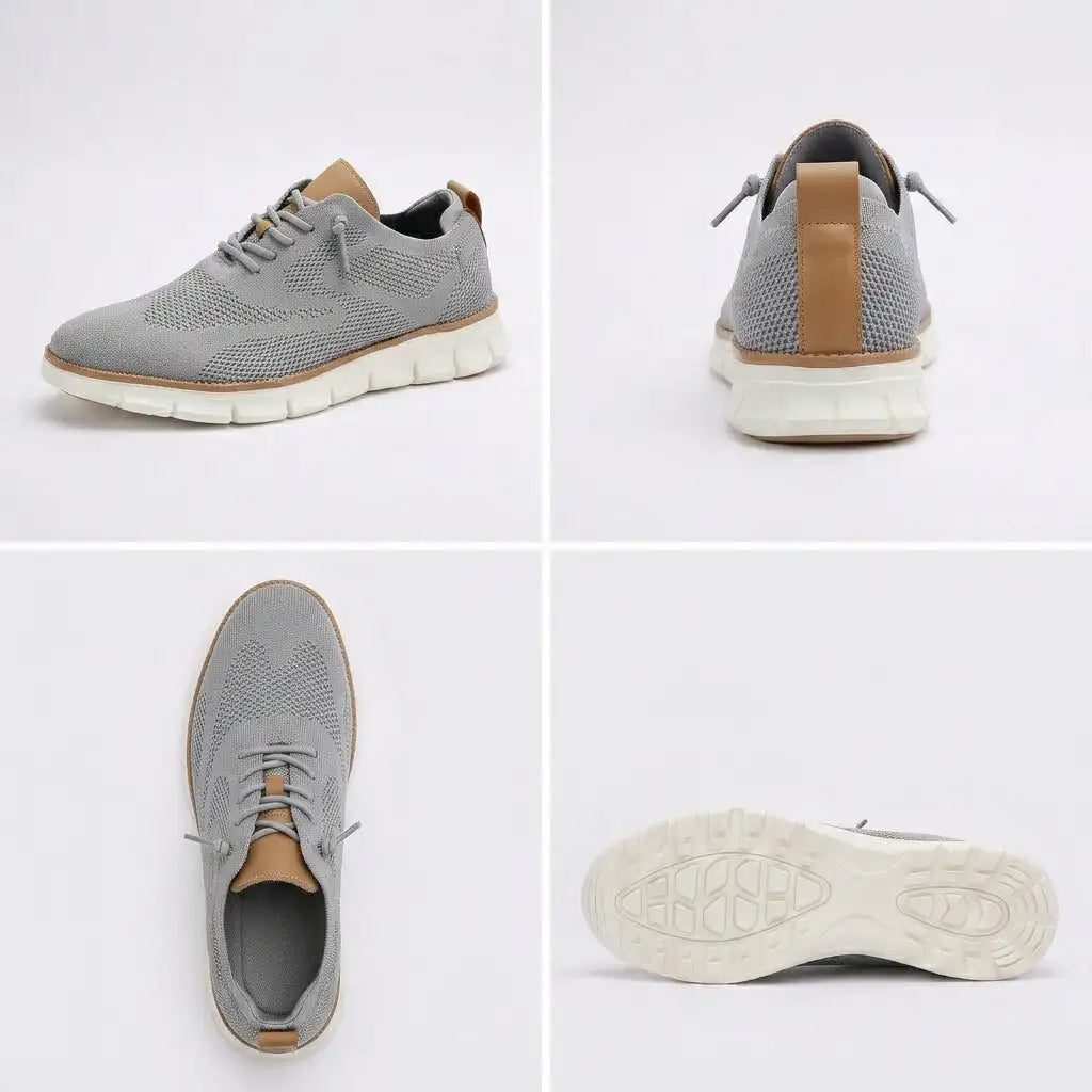 Sapato ortopédico masculino knit derby antiderrapante com suporte de arco
