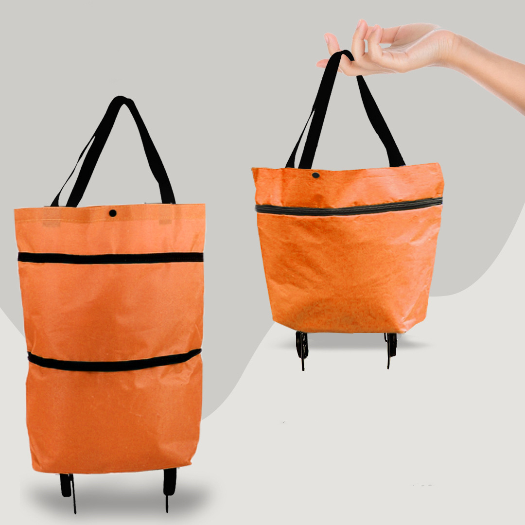 Bolsa de compras 2 em 1 dobrável com rodas retráteis, capacidade 30 kg
