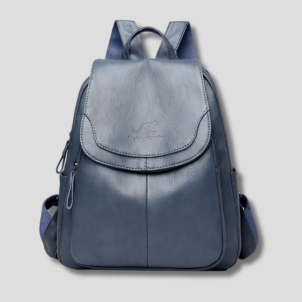 Mochila de couro antifurto feminina com textura em relevo e alças reguláveis