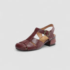 Sapatos Mary Jane femininos salto bloco bico quadrado ortopédico com fivela