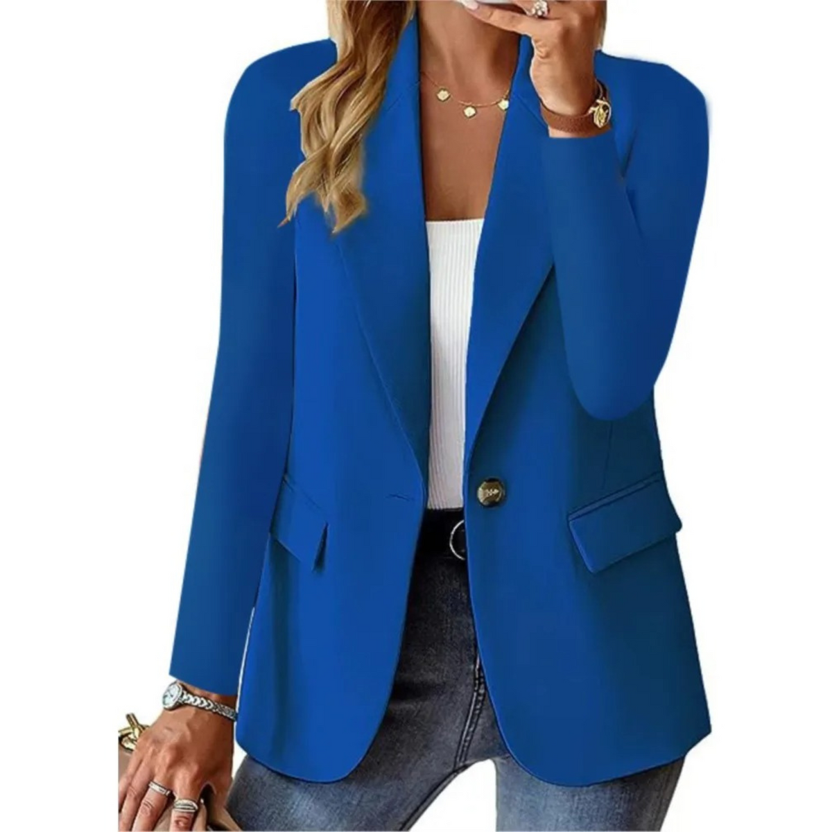 Blazer feminino manga longa casual em várias cores