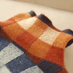 Camisola de gola alta cashmere patchwork mulher design multicolor