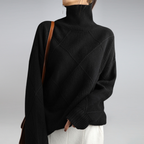 Camisola caxemira gola alta feminina, quente e elegante