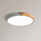Candeeiro de teto LED design escandinavo com madeira natural, plafon moderno