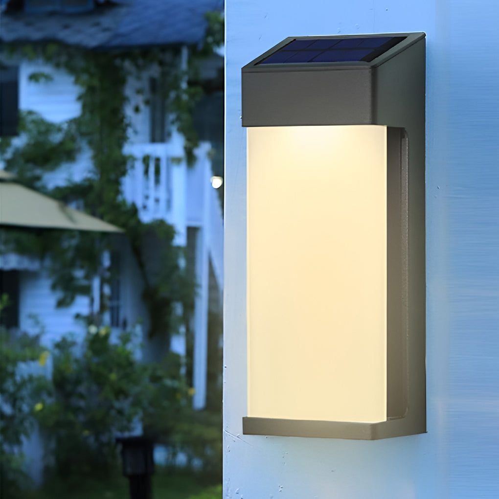 Candeeiros solares de parede LED retangulares, impermeável IP44, cor preta, conjunto de 2 unidades