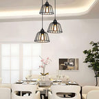 Lustre LED industrial retro gaiola de ferro preto 1 ou 3 luzes, estilo vintage