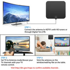 Antena HDTV digital interior com amplificador de sinal 300 milhas UHF VHF