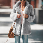Casaco polar feminino quente com corte moderno para inverno