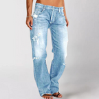 Calças jeans femininas perna larga relaxed fit em denim elástico