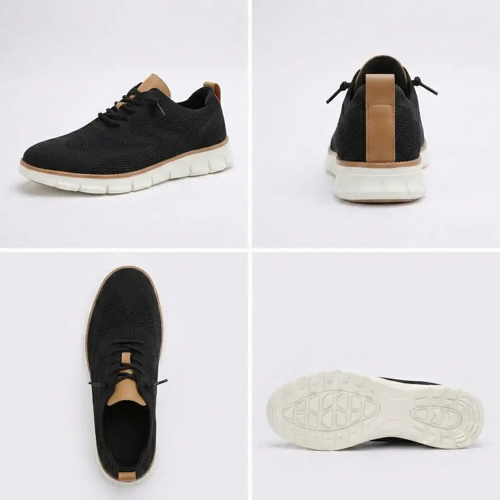 Sapato ortopédico masculino knit derby antiderrapante com suporte de arco
