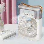 Ventilador 3 em 1 com LED 7 cores, arrefecedor e humidificador portátil USB