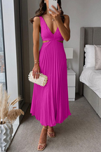 Vestido midi plissado cetim feminino corte fluido elegante
