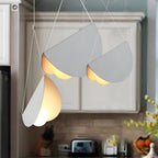 Candeeiro suspenso minimalista branco fosco em metal, design meia-lua, 1/3/6 luzes LED moderno