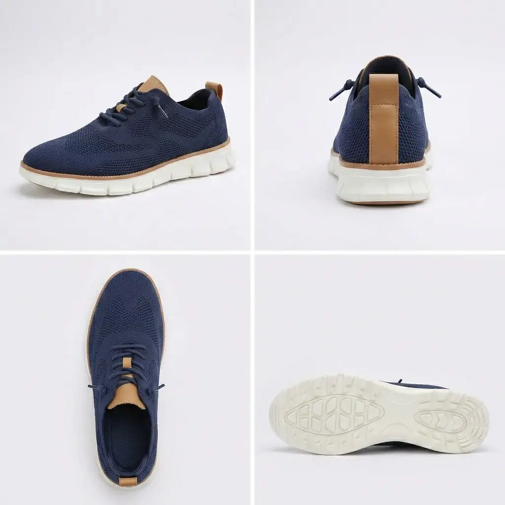 Sapato ortopédico masculino knit derby antiderrapante com suporte de arco