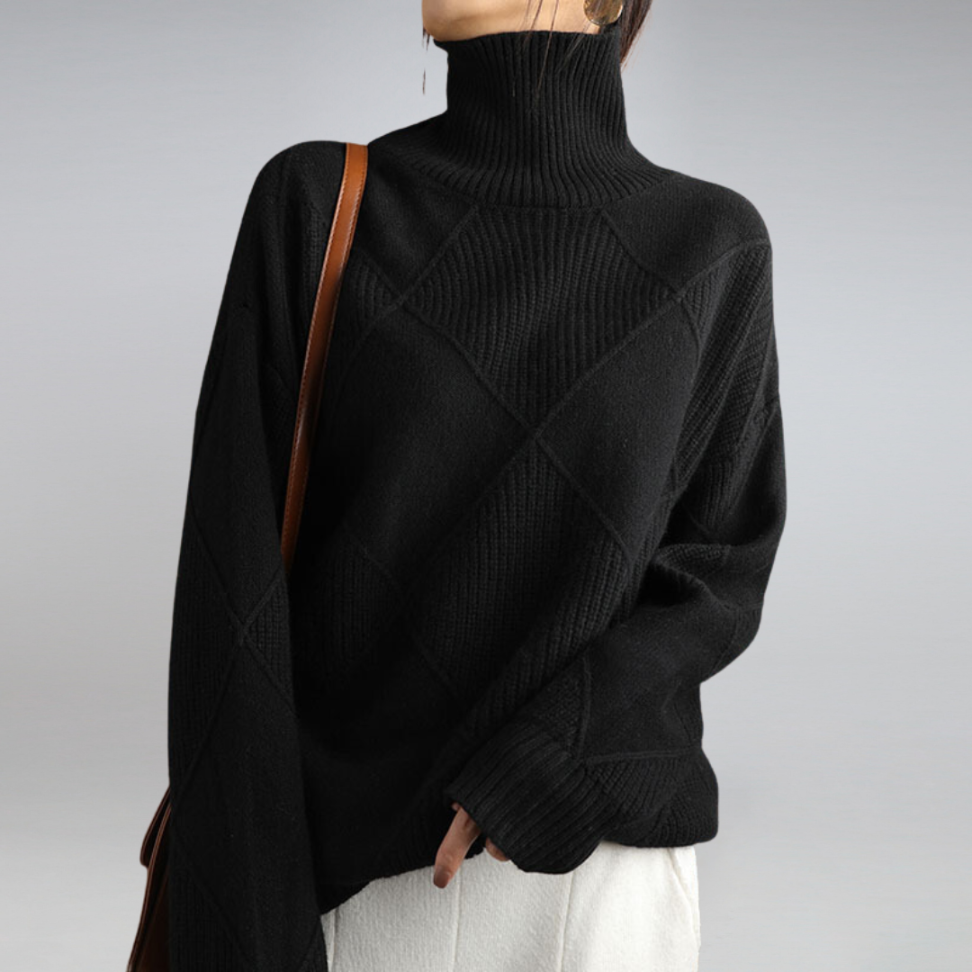 Pullover gola alta caxemira mulher macio e quente