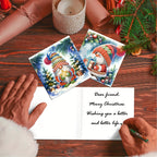 Cartões de Natal DIY 5D Diamond Painting com envelopes, designs de Pai Natal multicoloridos, conjunto 12 peças