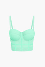 Top de renda feminino bustier com taças acolchoadas e alças ajustáveis