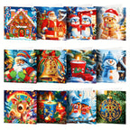 Kit de pintura diamante DIY com 12 cartões de Natal e aniversário, designs de boneco de neve e rena