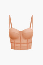 Top de renda feminino bustier com taças acolchoadas e alças ajustáveis