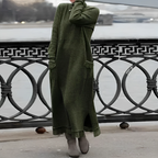 Vestido de inverno feminino malha midi com fenda lateral e bolsos