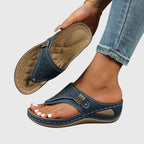 Sandálias ortopédicas femininas cunha slip-on com suporte plantar
