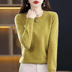 Camisola de malha feminina leve e quente, design versátil em várias cores