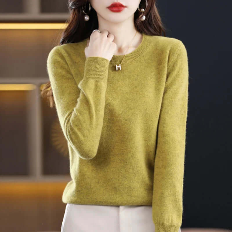 Camisola de malha feminina leve e quente, design versátil em várias cores