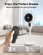 Ventilador de coluna com oscilação 3D, altura ajustável 47-100 cm, silencioso 26 dB, branco
