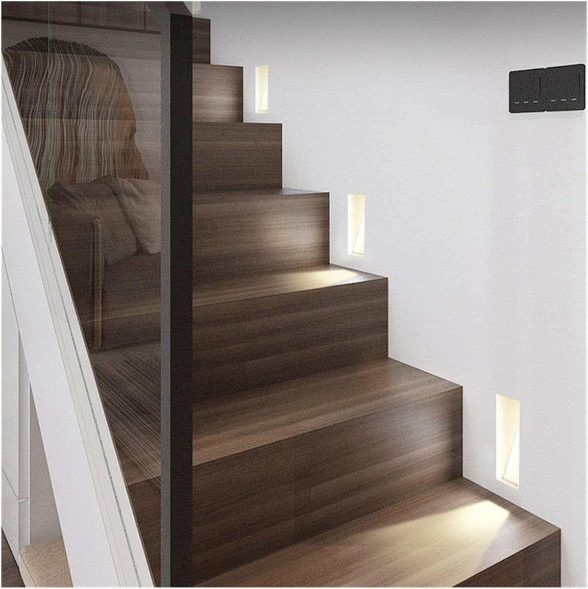 Luz de parede LED embutida com painel perfurado e sensor de movimento, 3W, para corredor e escadas