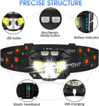 Lanterna Frontal LED Recarregável com sensor de movimento, 1200 lúmens, pack 2 unidades