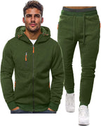 Fato de treino masculino slim-fit respirável com pullover e calça combinados