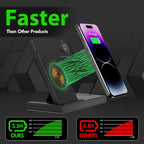 Carregador sem fio 3 em 1 para iPhone, Apple Watch e AirPods, rápido e dobrável