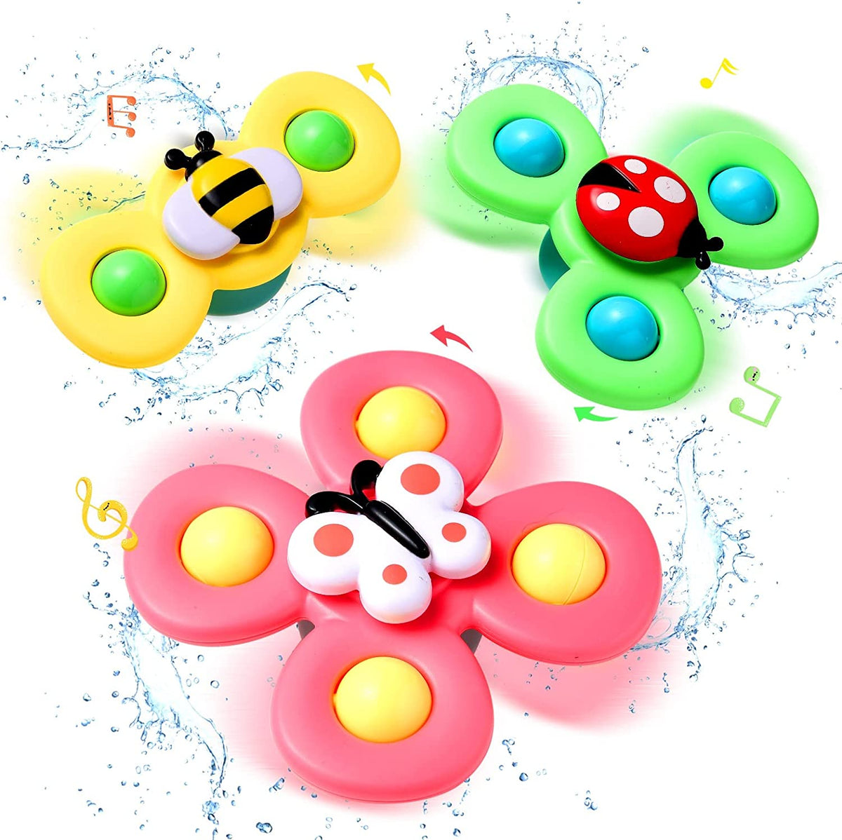 Brinquedo de banho giratório sensorial para crianças em ABS seguro, colorido