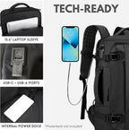 Mochila para laptop 15" impermeável com abertura lateral 270° e porta USB-C integrada