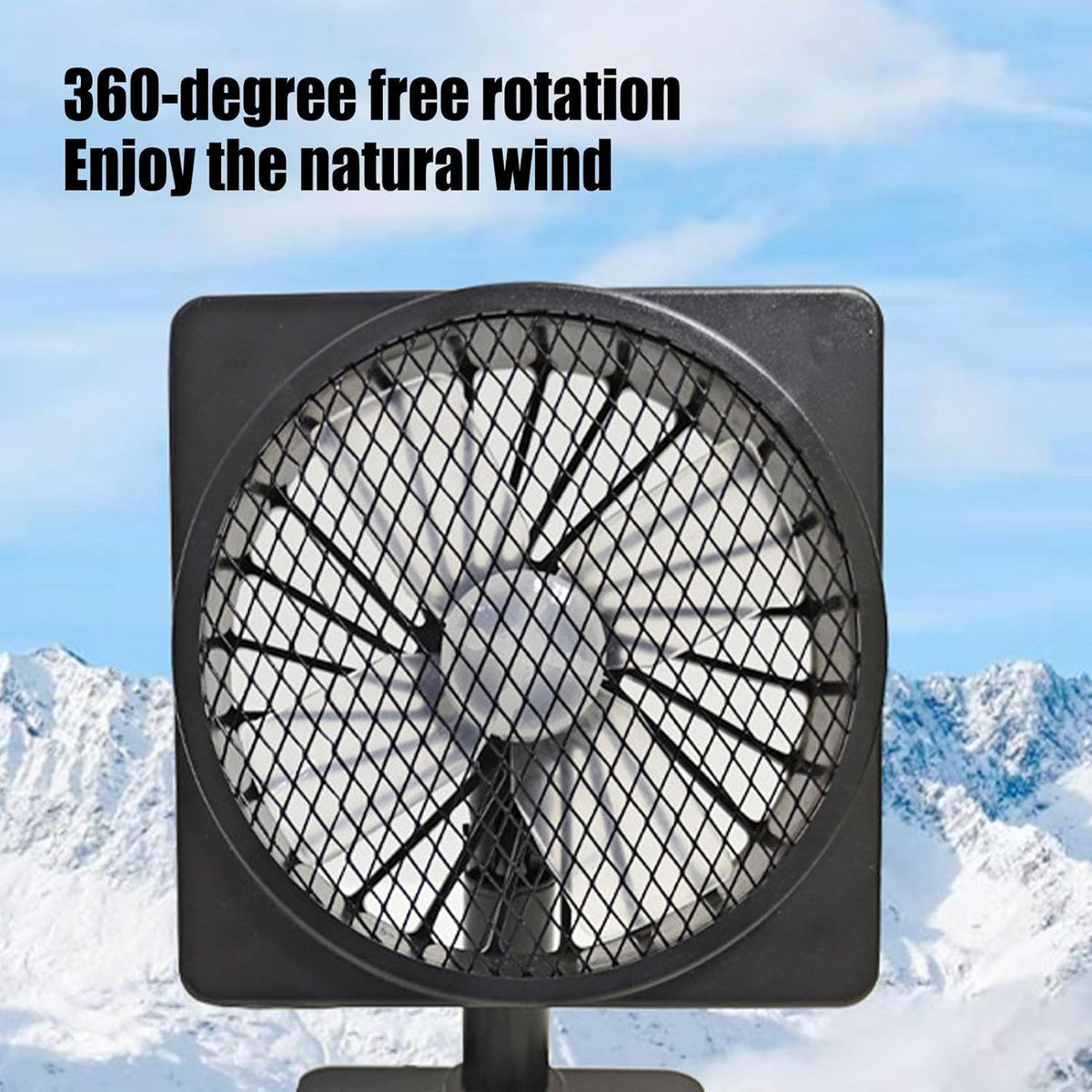 Ventilador de carro USB 12V com rotação 360° e motor silencioso, compacto em ABS