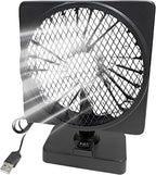 Ventilador de carro USB 12V com rotação 360° e motor silencioso, compacto em ABS