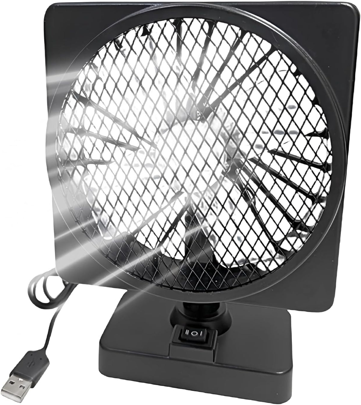 Ventilador de carro USB 12V com rotação 360° e motor silencioso, compacto em ABS