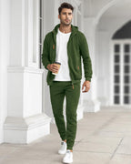 Fato de treino masculino slim-fit respirável com pullover e calça combinados
