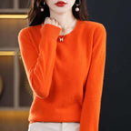 Camisola de malha feminina leve e quente, design versátil em várias cores
