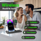 Carregador sem fio 3 em 1 para iPhone, Apple Watch e AirPods, rápido e dobrável
