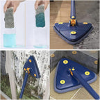 Mop giratório 360° cabeça triangular microfibra absorvente para chão e janelas