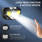 Lanterna Frontal LED Recarregável com sensor de movimento, 1200 lúmens, pack 2 unidades